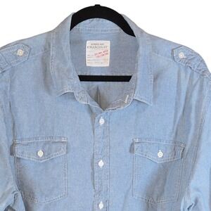 Chambray Authentic Shirt Original Wash Comfort Cotton Blue XL Long Sleeve